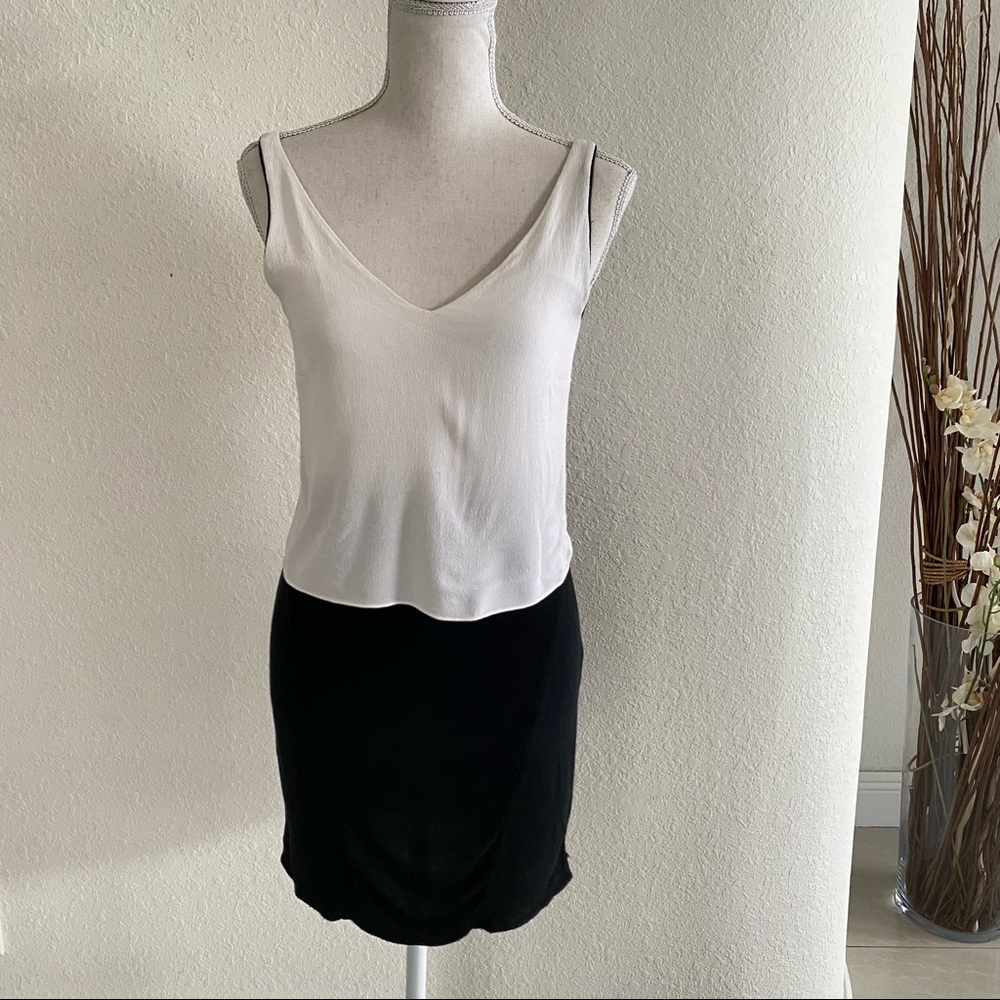SANDRO Black & White Twist Back Dress Size 1